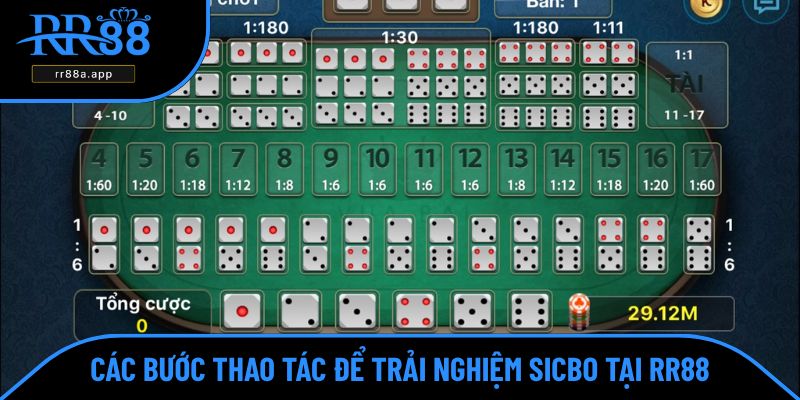 Các bước thao tác để trải nghiệm Sicbo tại RR88
